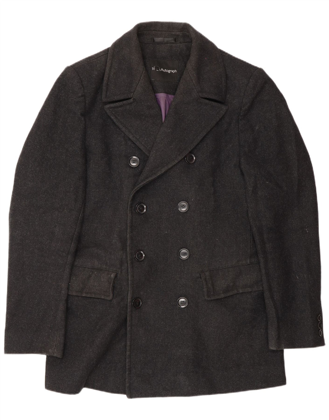 Marks & Spencer Herren Pea Coat UK 38 Mittelschwarze Wolle