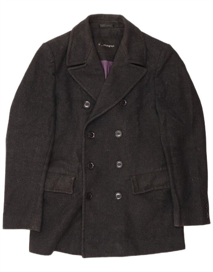 Marks & Spencer Herren Pea Coat UK 38 Mittelschwarze Wolle