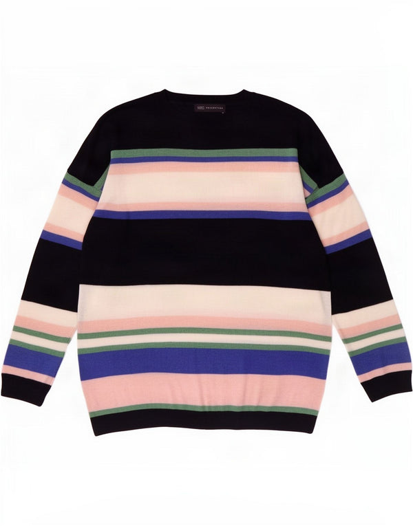 Marks & Spencer Damen-Pullover mit Rundhalsausschnitt, UK 14, mittelschwarz gestreift