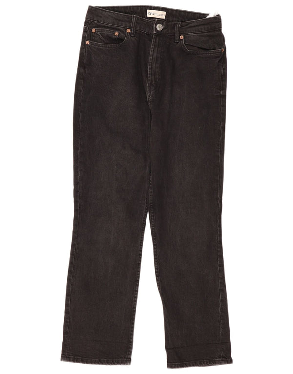 Zara Damen Straight Jeans EU 42 Large W32 L29 Schwarz