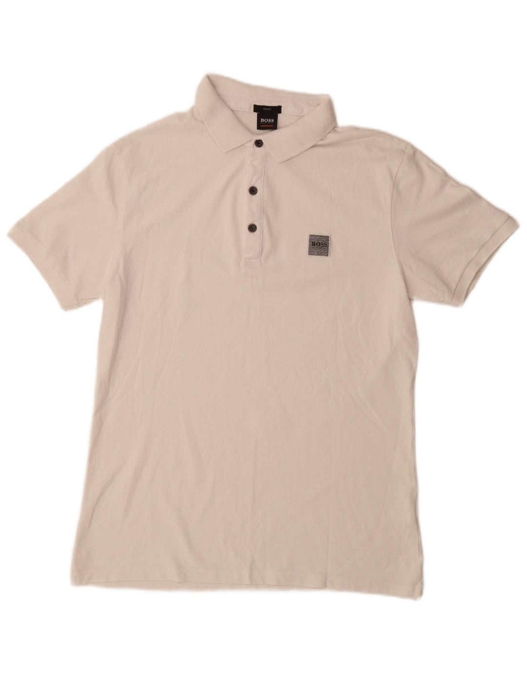 HUGO BOSS Herren Slim Fit Poloshirt Große weiße Baumwolle