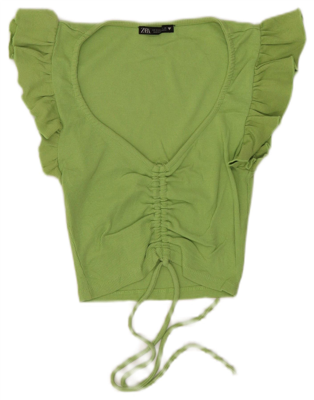 Zara Damen Crop Bluse Top UK 8 Small Grün