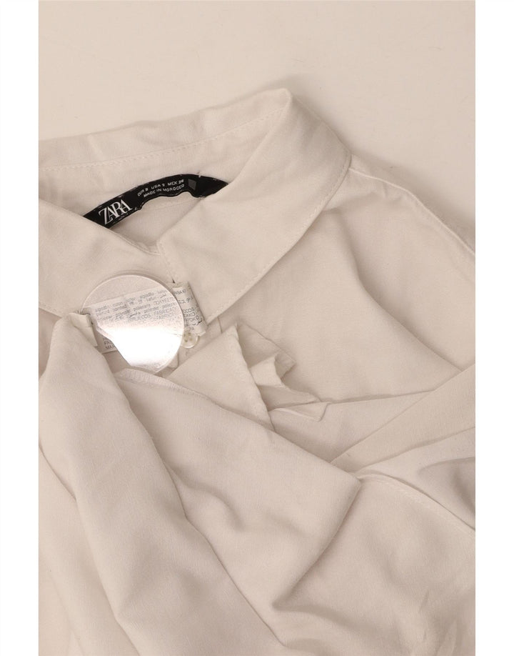 ZARA Damen-Oversize-Hemd, UK 10, Größe S, weiße Baumwolle
