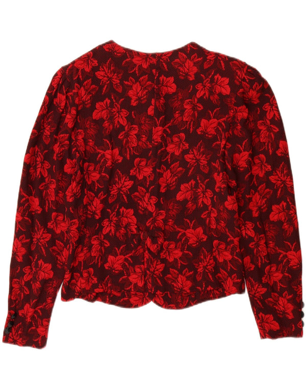 Vintage Damen Cardigan Top IT 44 Medium Red Floral Viskose