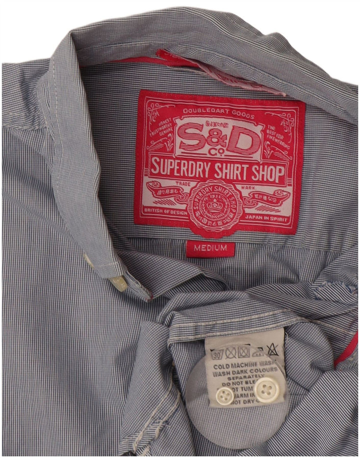 Superdry Herrenhemd aus mittelblauer Nadelstreifen-Baumwolle