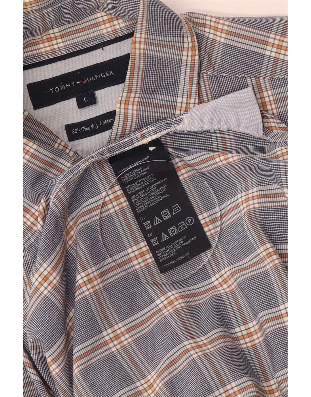 Tommy Hilfiger Herrenhemd, große blaue Baumwolle