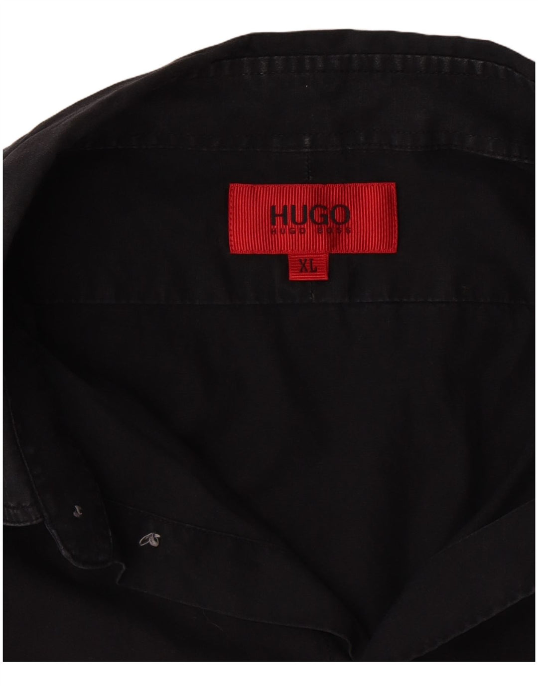 Hugo Boss Herren Kurzarmhemd XL Schwarz Baumwolle