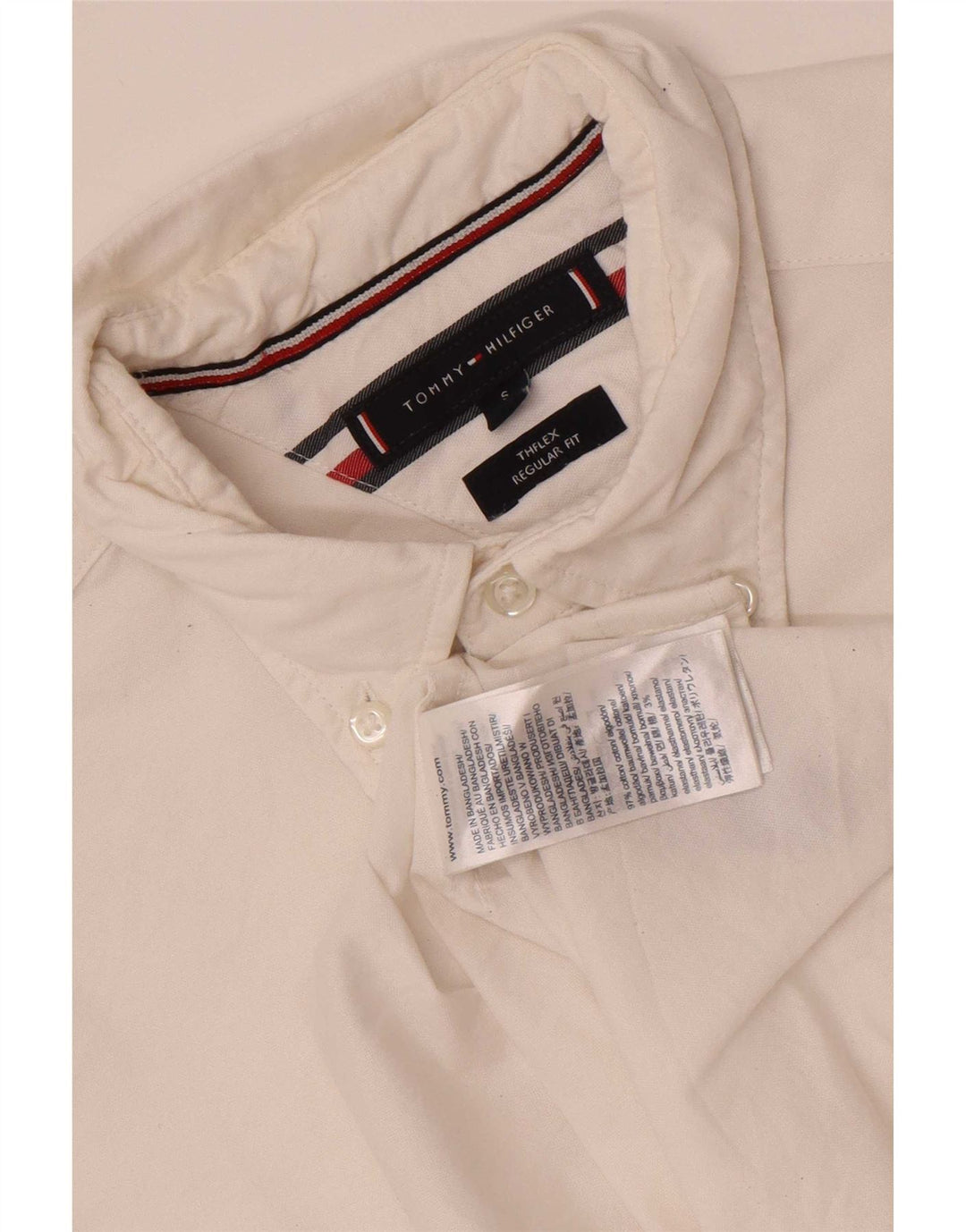Tommy Hilfiger Herren-Hemd in normaler Passform, Größe S, weiße Baumwolle