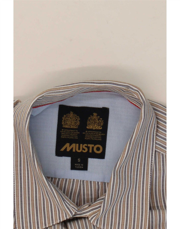 Musto Herrenhemd, klein, beige, Nadelstreifen