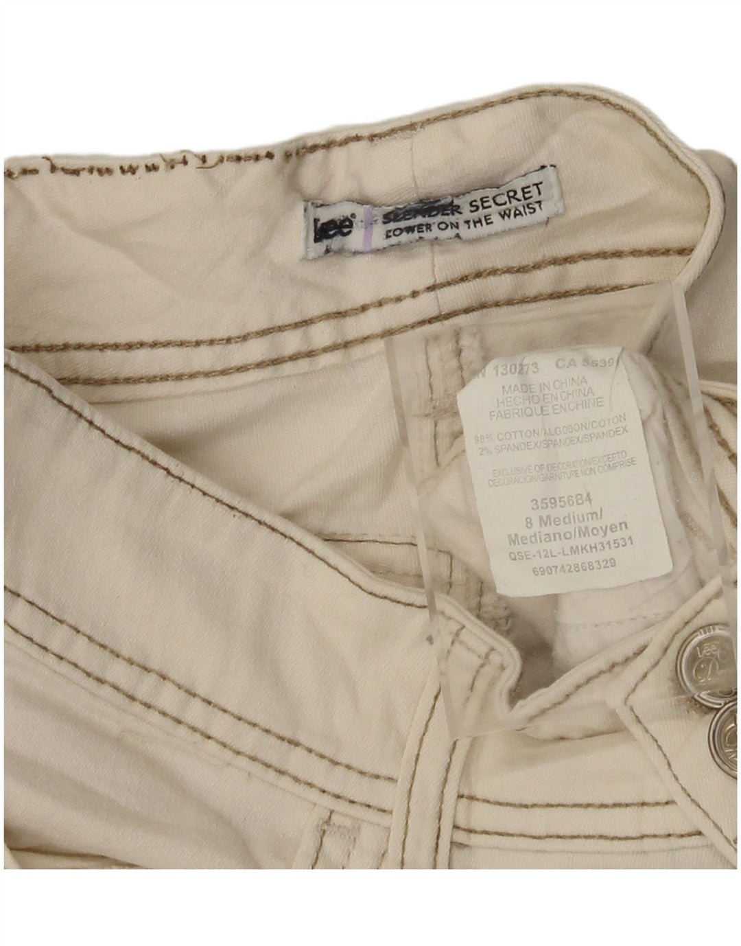 LEE Damen Slender Secret Casual Shorts US 8 Medium W28 Weiße Baumwolle