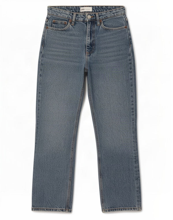 Zara Damen Bootcut Jeans EU 36 XS W26 L26 Blaue Baumwolle