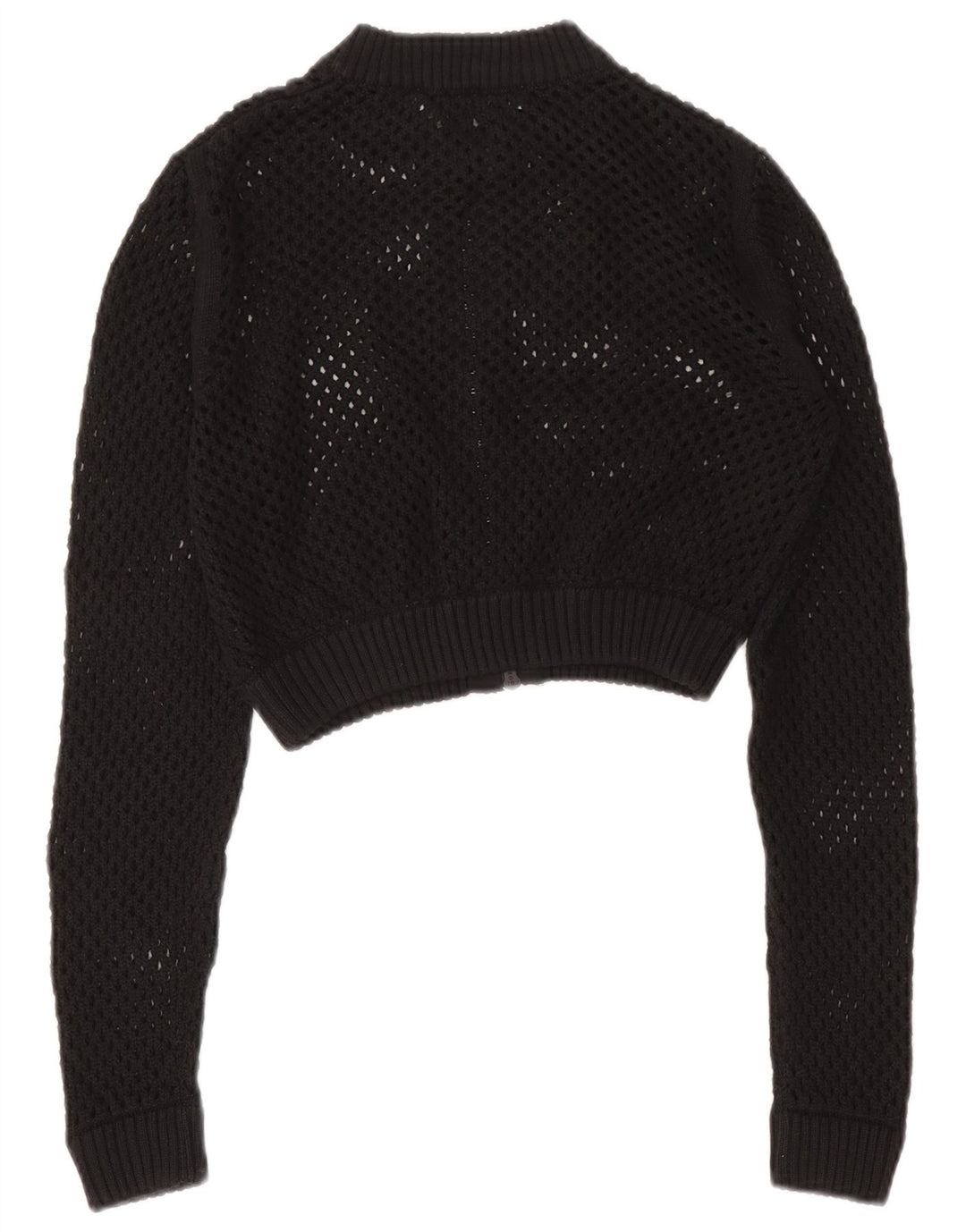 Zara Damen Crop See Through Cardigan Pullover UK 12 Medium Schwarz