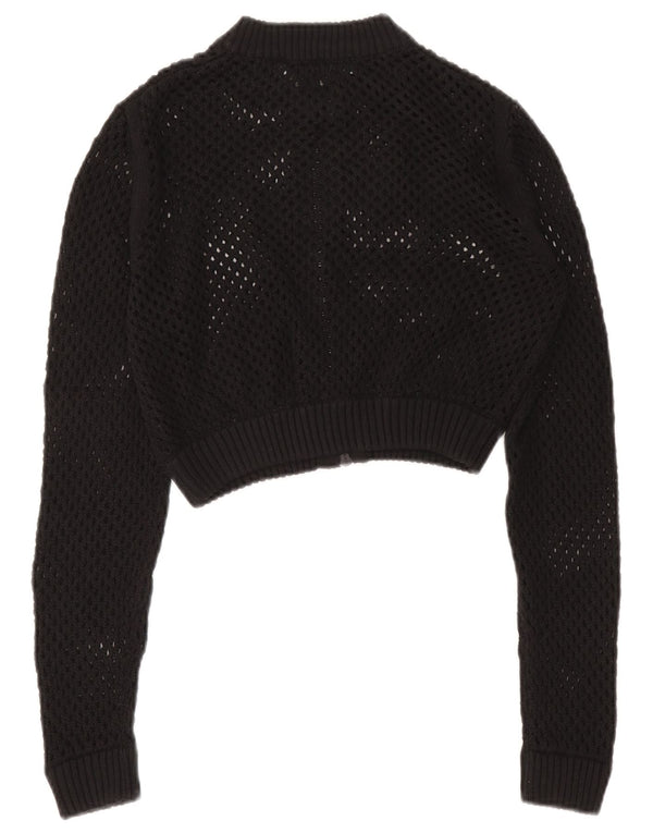 Zara Damen Crop See Through Cardigan Pullover UK 12 Medium Schwarz