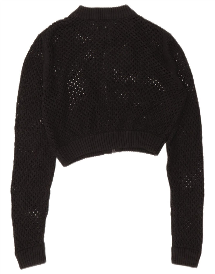 Zara Damen Crop See Through Cardigan Pullover UK 12 Medium Schwarz