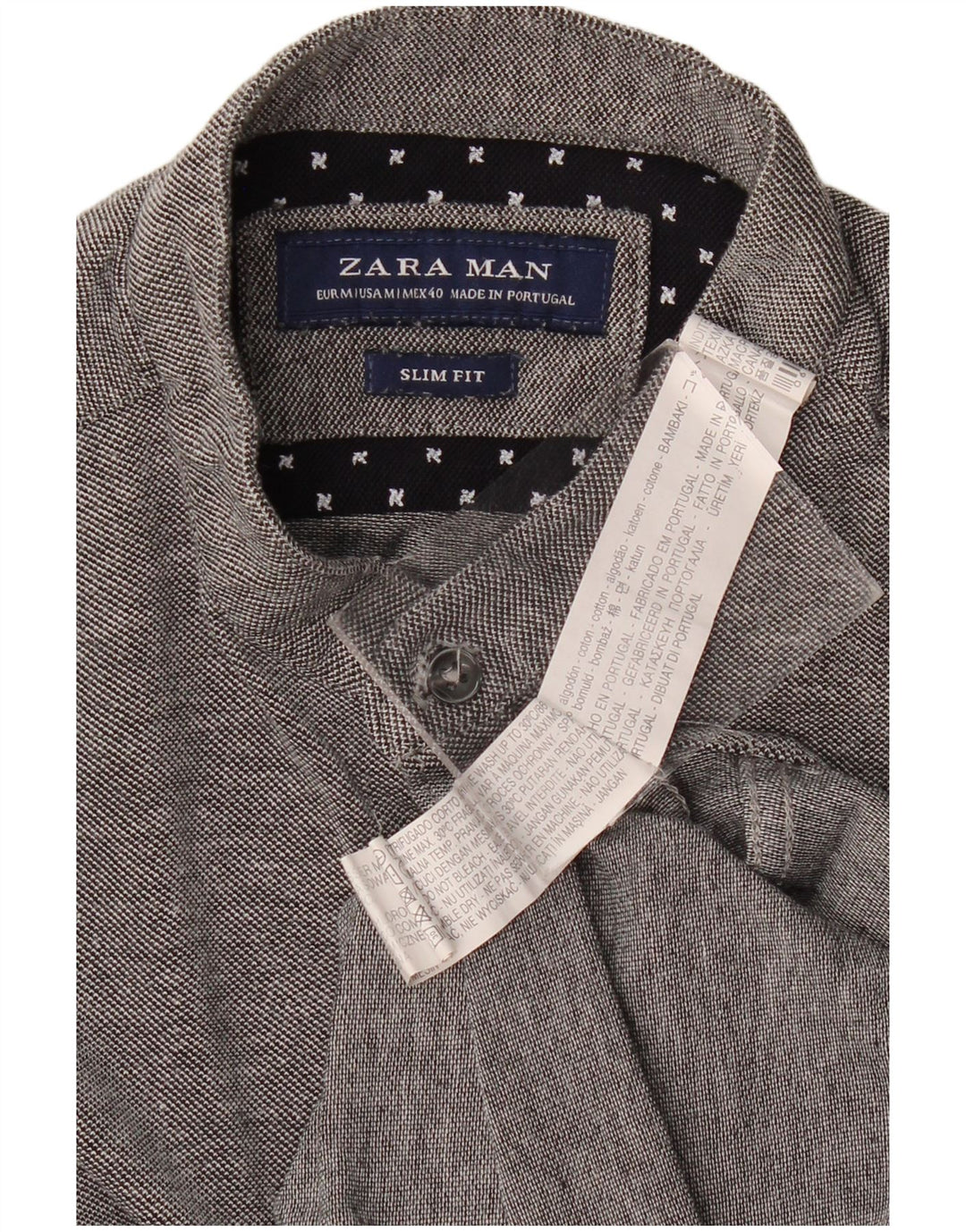 Zara Herren-Slim-Fit-Hemd aus mittelgrauer Baumwolle