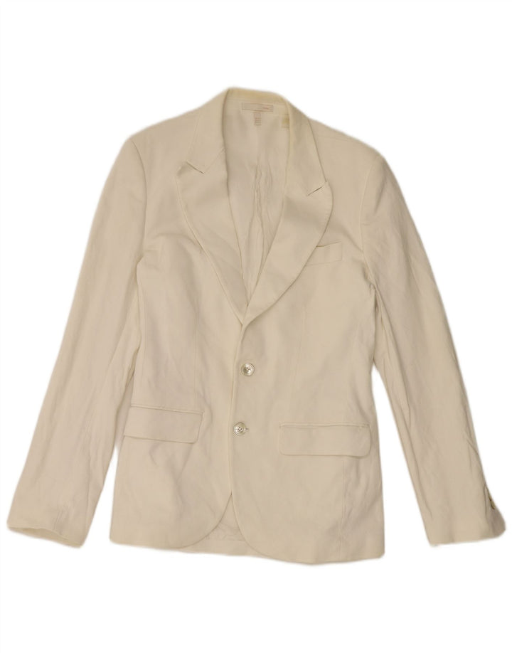 Zara Herren-Blazer mit 2 Knöpfen, EU 50, mittelweiße Baumwolle