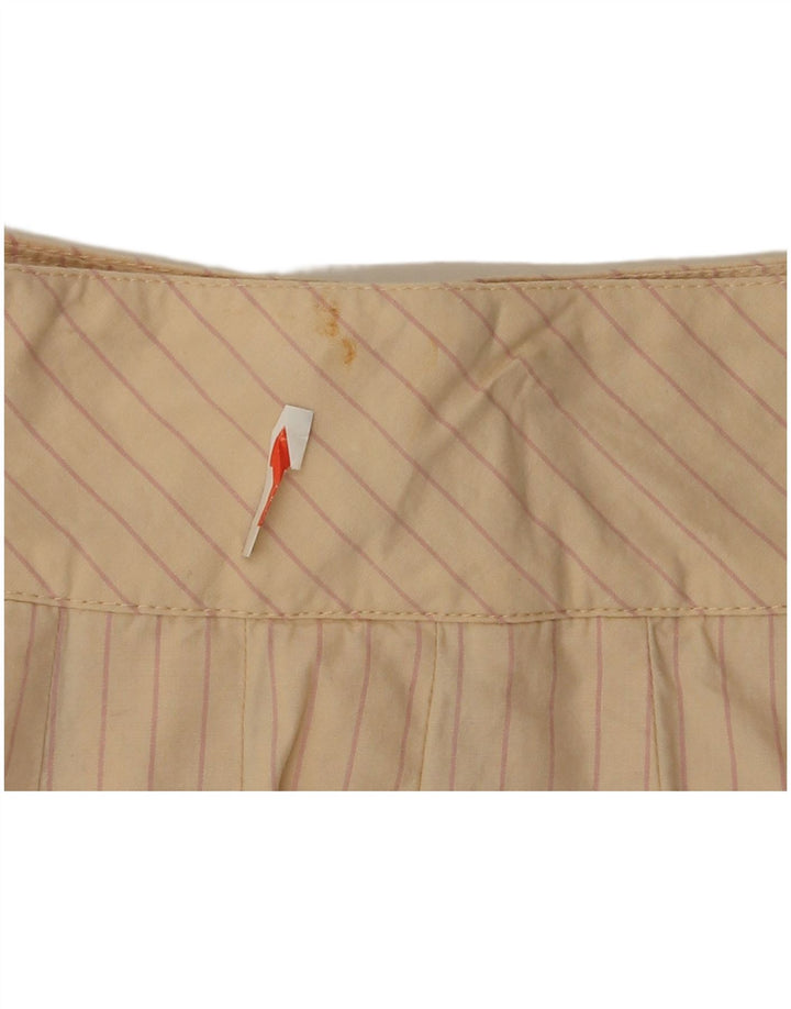 Zara Damen Mini-Wickelrock Medium W28 Beige Nadelstreifen-Baumwolle