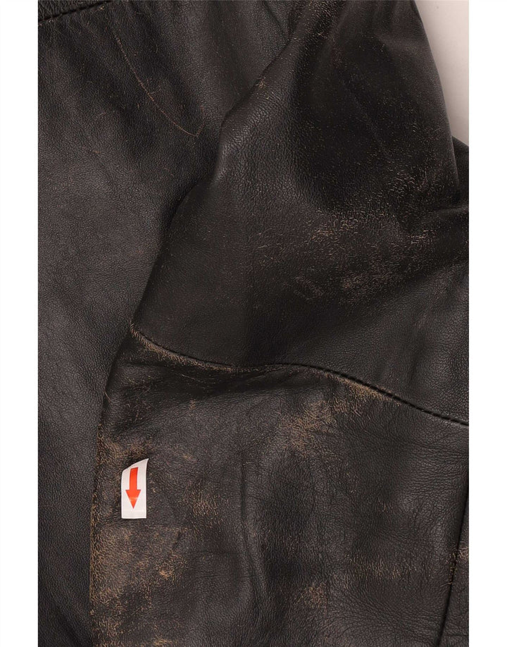 Vintage Herren Biker Lederjacke IT 54 2XL Schwarzes Leder