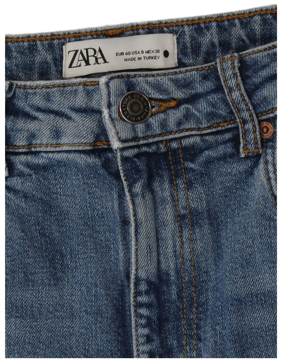 Zara Damen High Rise Tapered Jeans EU 40 Medium W30 L28 Blau