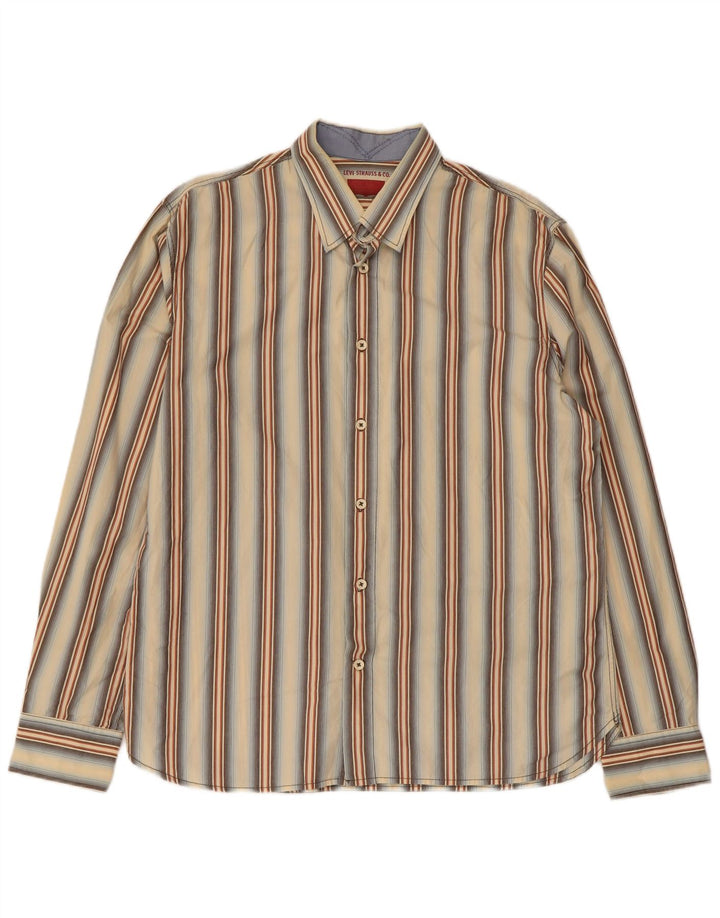 Levi's Herrenhemd, groß, beige gestreift, Baumwolle