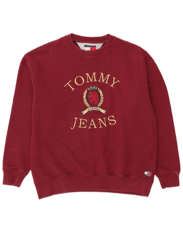 Tommy Hilfiger Herren Grafik-Sweatshirt-Pullover aus mittlerer burgunderroter Baumwolle