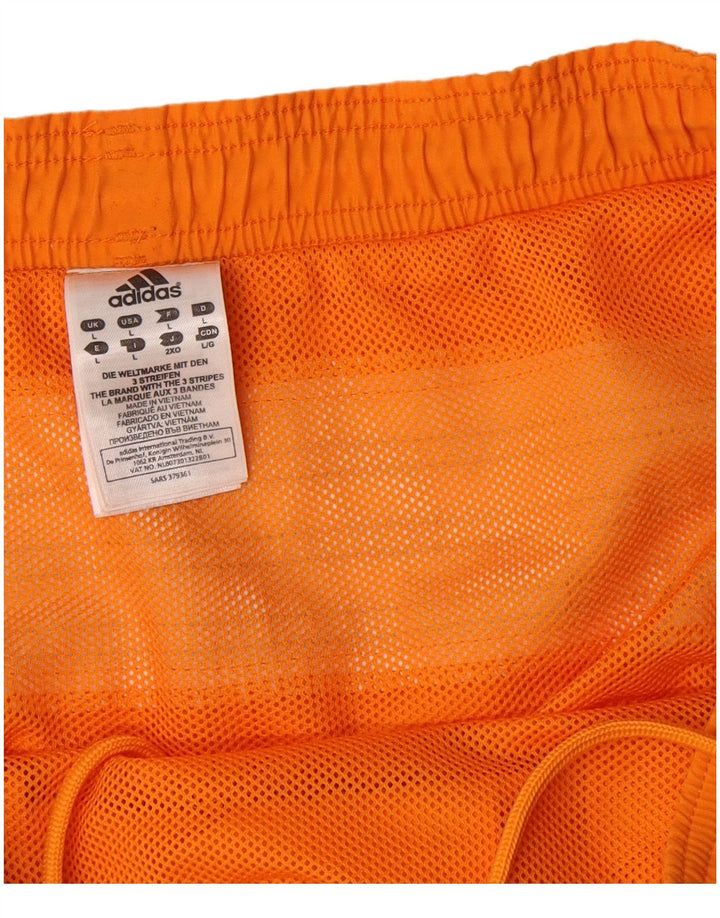 ADIDAS Herren-Badeshorts mit Grafik, groß, orangefarbenes Farbblock-Polyester