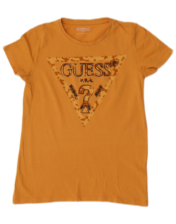 Guess Grafik-T-Shirt-Oberteil für Mädchen, 13–14 Jahre, gelbe Baumwolle