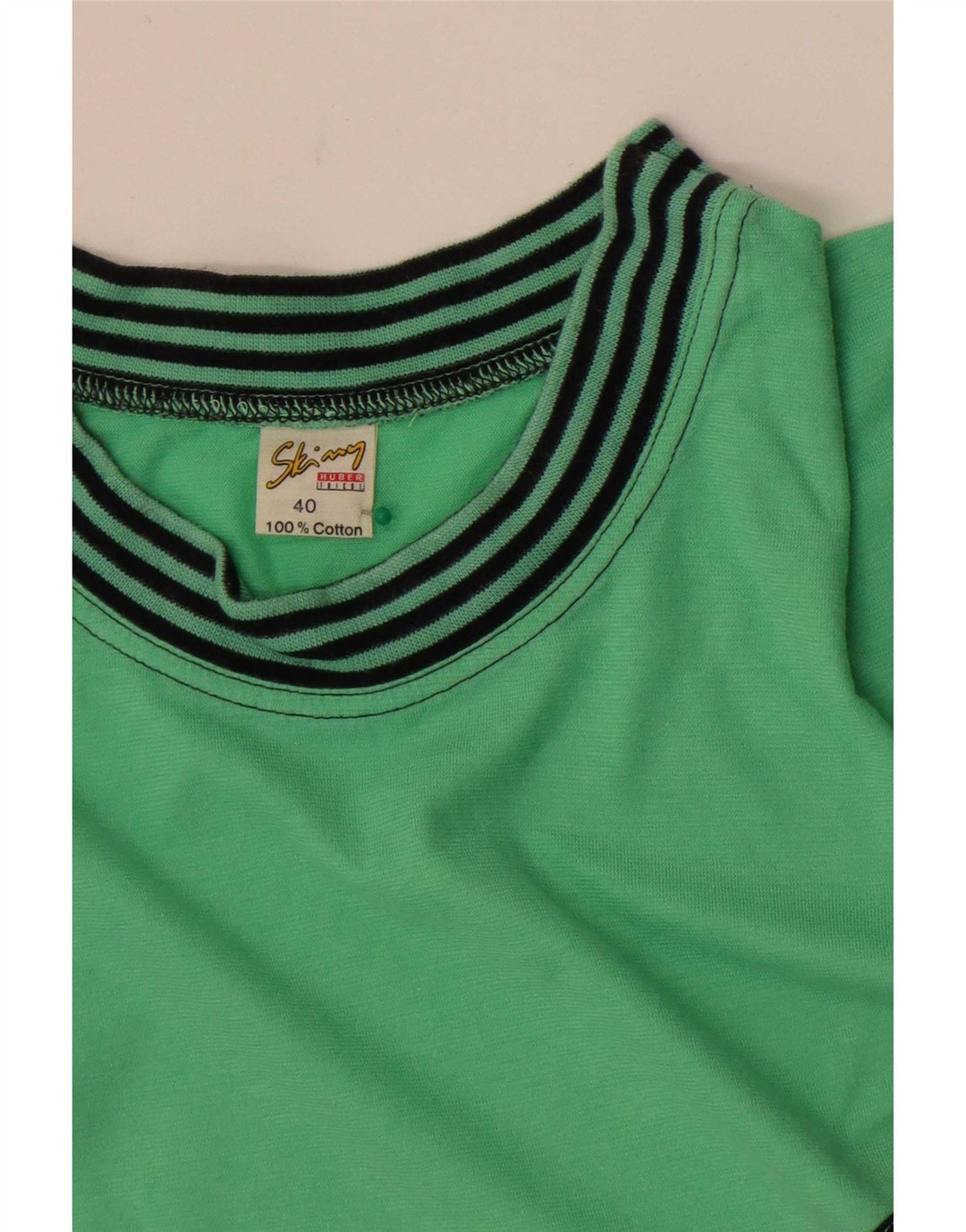 Huber Damen Sweatshirt Pullover EU 40 Mittelgrün Colourblock Retro