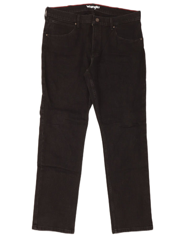 Wrangler Damen Regular Straight Jeans W36 L32 Schwarze Baumwolle