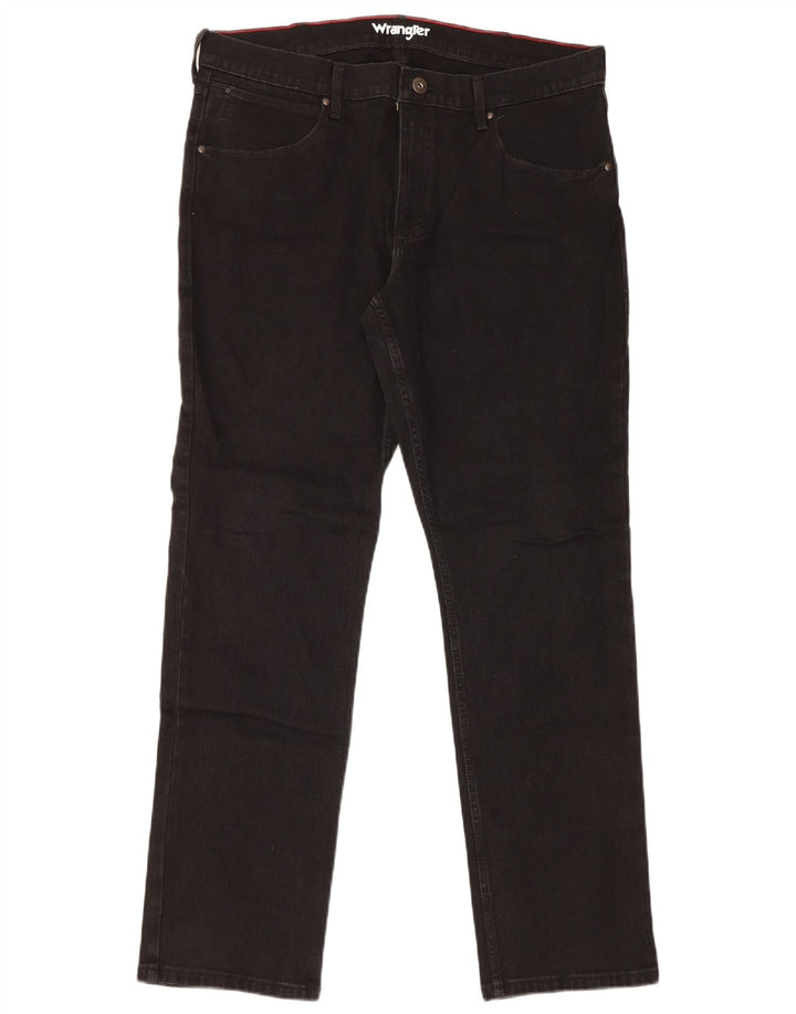 Wrangler Damen Regular Straight Jeans W36 L32 Schwarze Baumwolle
