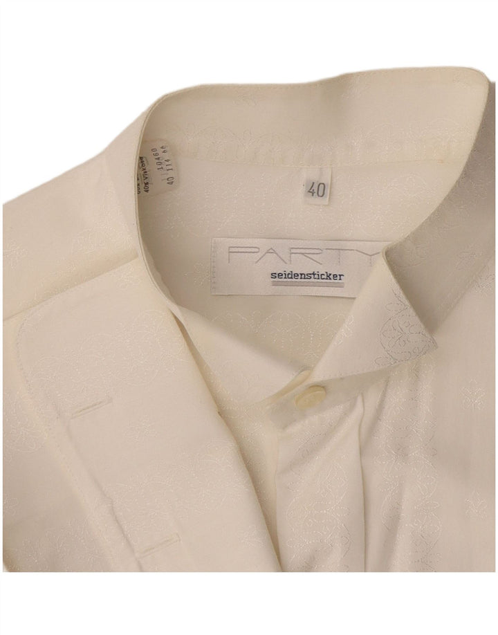 Seidensticker Herren-Formalhemd, Größe 40, mittelweiß, geblümt, Baumwolle