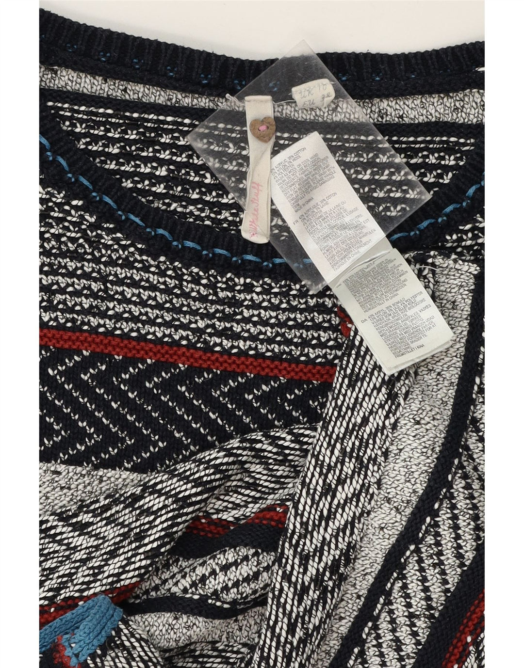 WHITE STUFF Womens Crew Neck Jumper Sweater UK 10 Small Black Striped Vintage White Stuff and Second-Hand White Stuff from Messina Hembry 