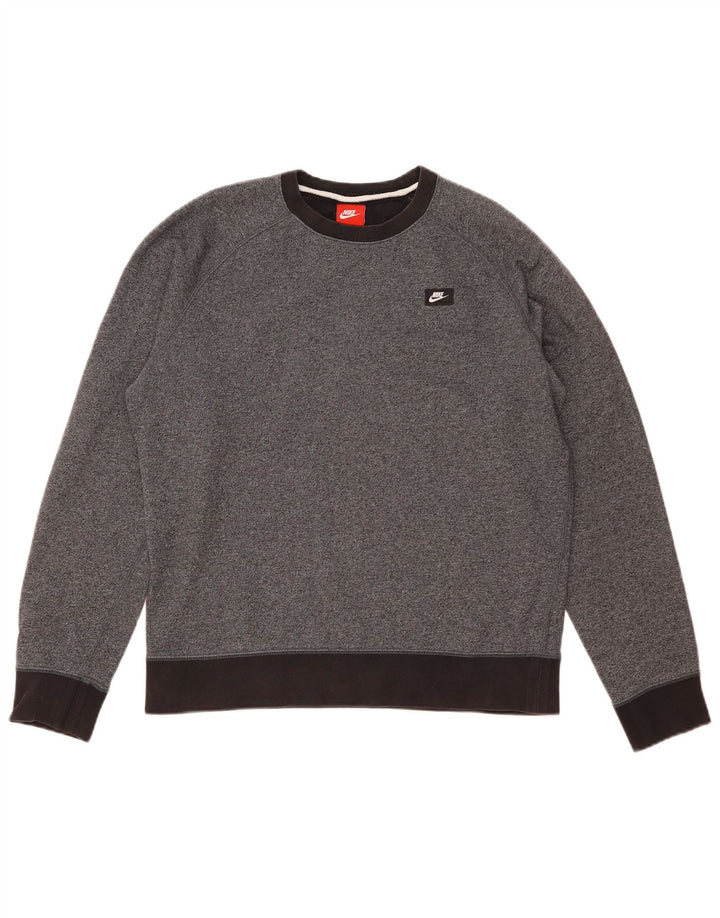 Nike Herren-Sweatshirt-Pullover aus mittelgrauer Baumwolle
