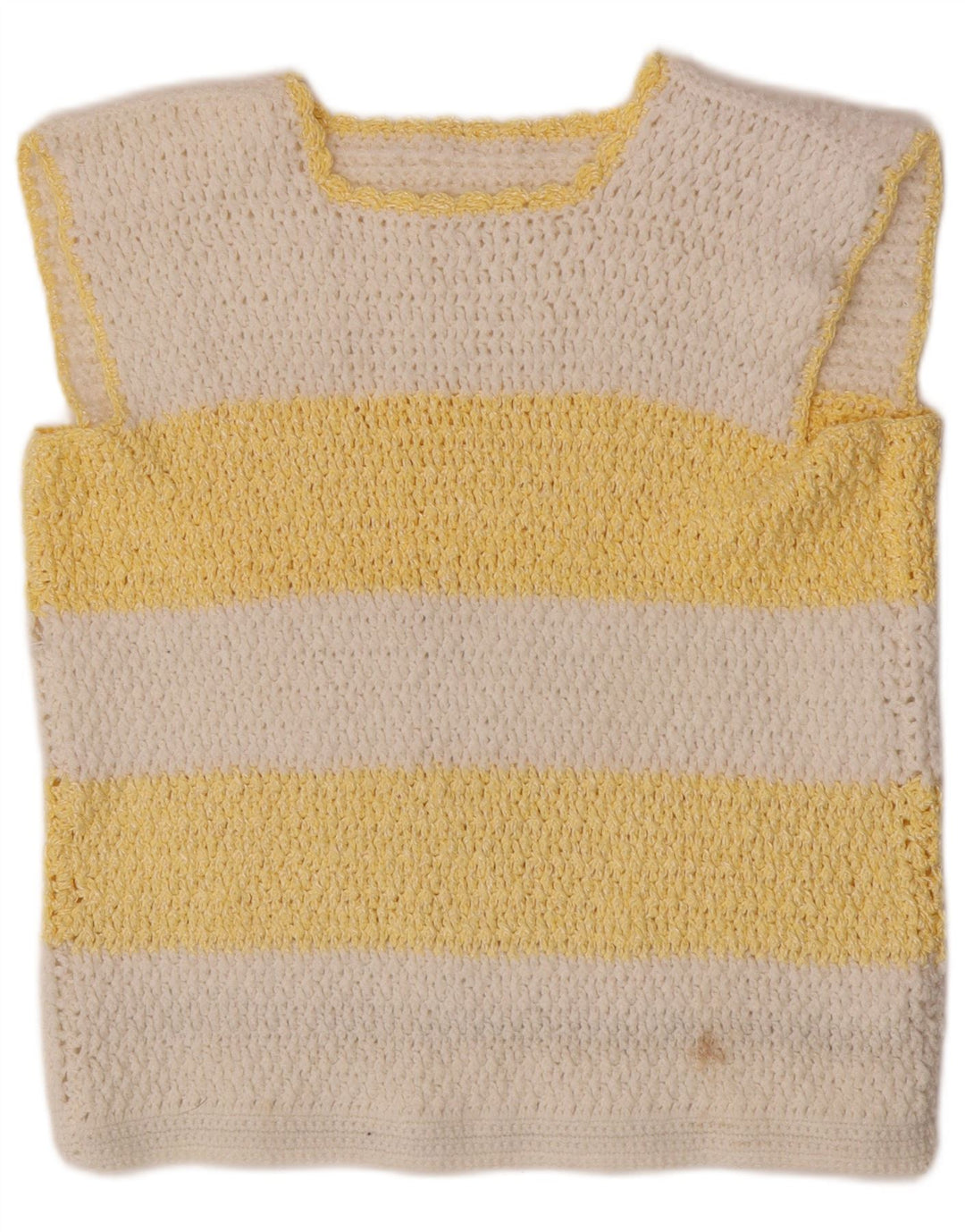 Vintage Damen Weste Tank Top UK 14 Medium Weiß gestreift