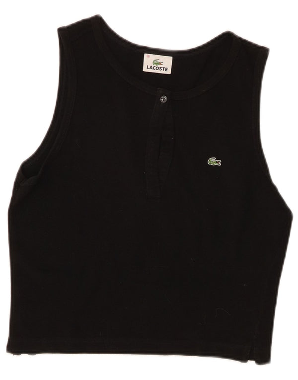 Lacoste Damen Crop Vest Top Größe 36 Small Schwarze Baumwolle