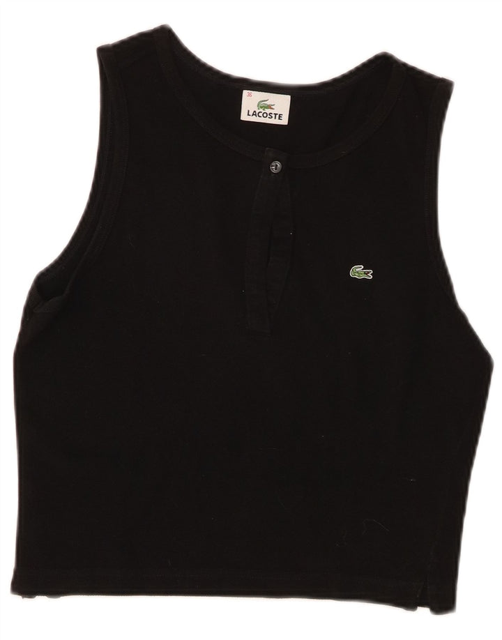 Lacoste Damen Crop Vest Top Größe 36 Small Schwarze Baumwolle