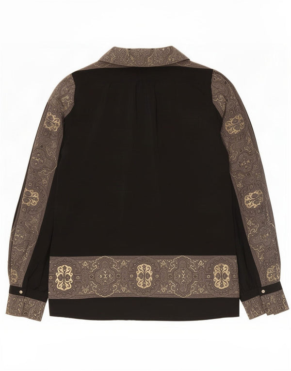 Pancaldi Damen Hemdbluse IT 46 Large Schwarz Paisley