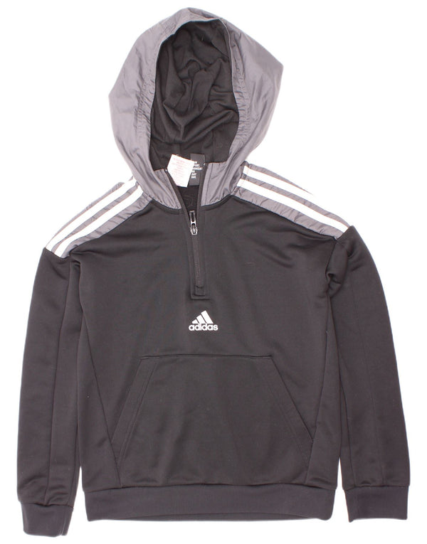 Adidas Jungen Aeroready Kapuzenpullover mit Reißverschluss, 9–10 Jahre, Schwarz, Farbblock