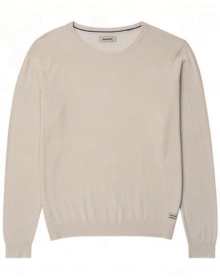 Jack & Jones Herren-Pullover mit Rundhalsausschnitt, groß, Weiß