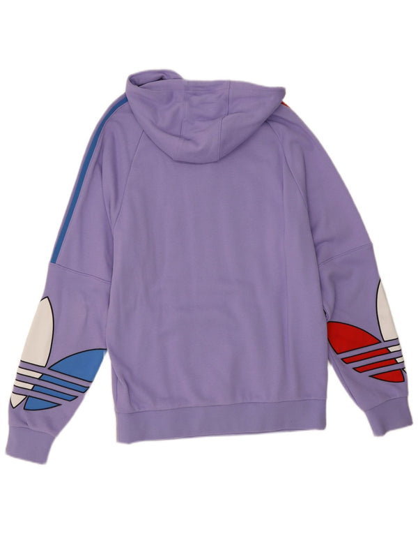 Adidas Damen Graphic Hoodie Pullover UK 16 Large Lila Baumwolle