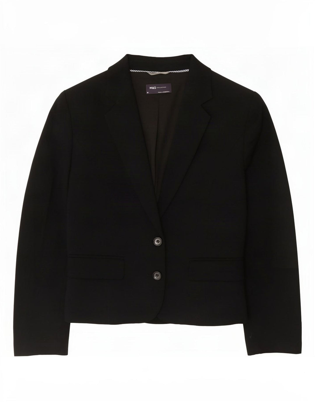 Marks & Spencer Damen-Blazerjacke mit 2 Knöpfen, UK 14, mittelschwarz, Polyester