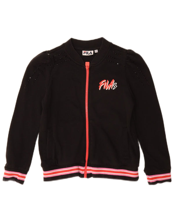 FILA Mädchen-Trainingsanzug-Top-Jacke, 9–10 Jahre, schwarze Baumwolle