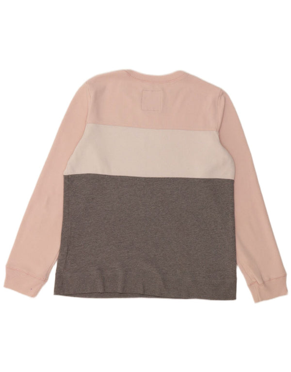 HOLLISTER Grafik-Sweatshirtpullover für Damen, UK 16, Größe L, Grau, Farbblock