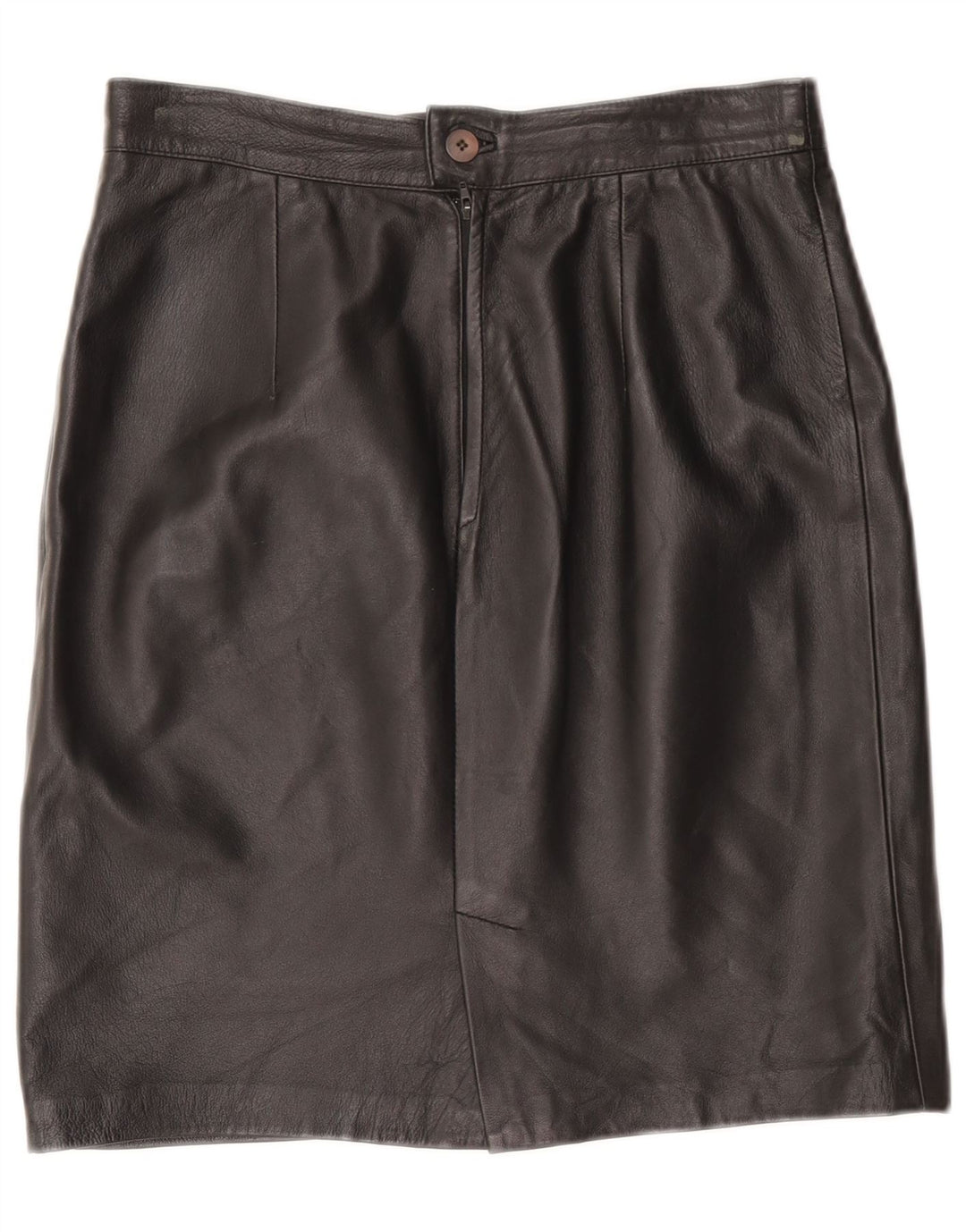 Vintage Damen Lederrock IT 46 Groß W32 Schwarzes Leder