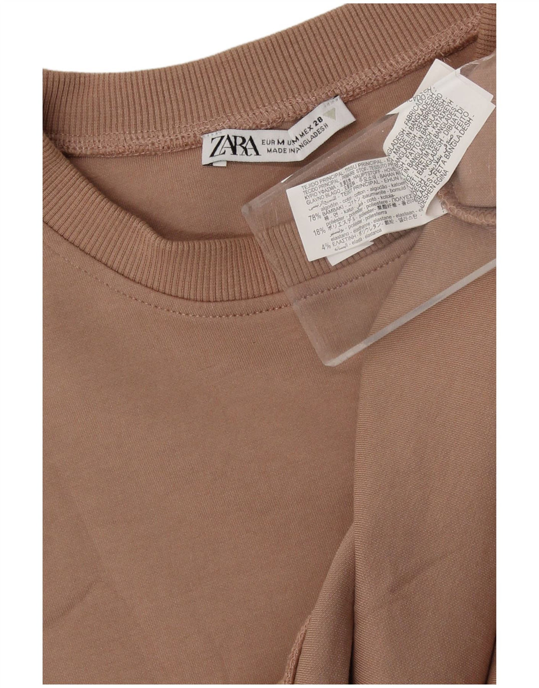 Übergroßer Sweatshirt-Pullover für Damen von Zara, UK 14, mittelbeige Baumwolle