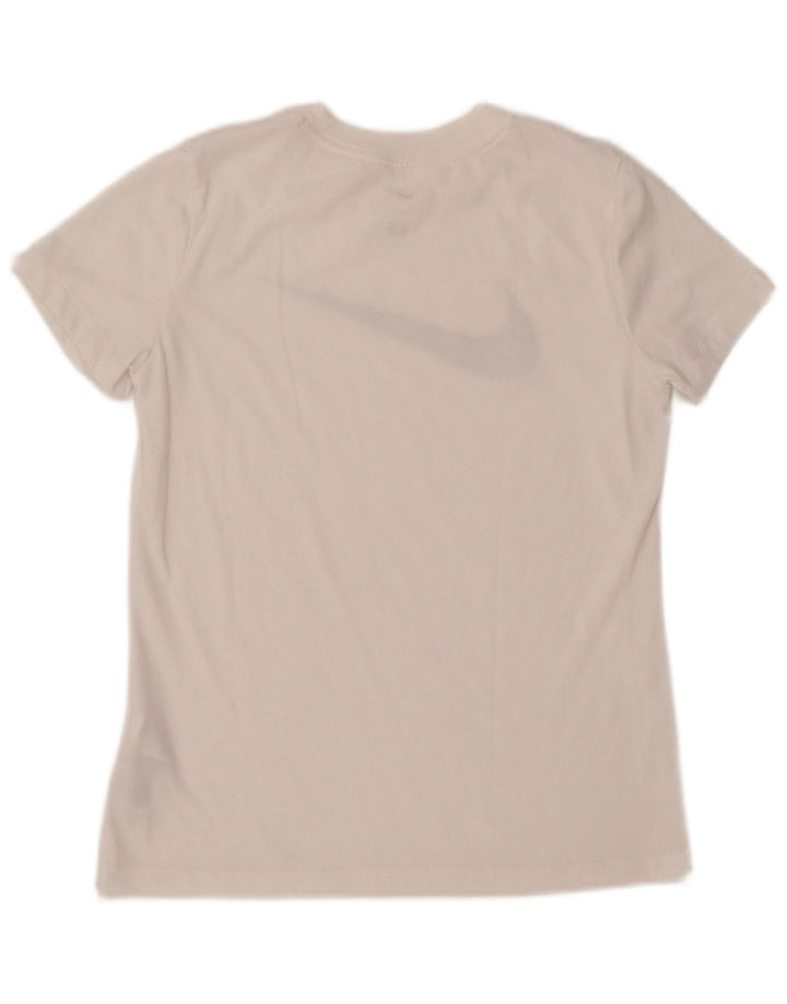 NIKE Womens Graphic T-Shirt Top UK 10 Small White Polyester