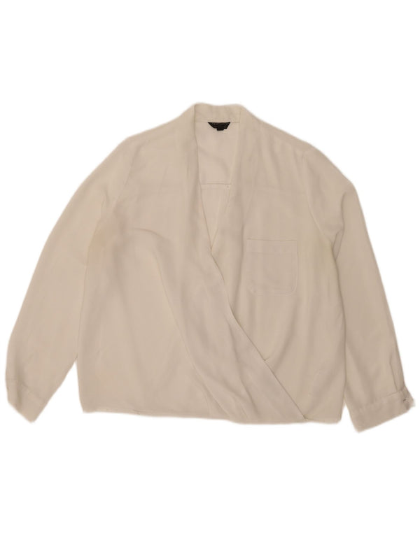 Topshop Langarm-Blusenoberteil für Damen, UK 12, Mittelweiß, Polyester