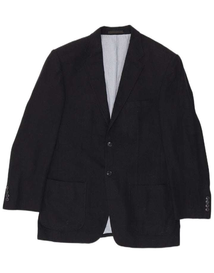Marks & Spencer Herren-Blazer mit 2 Knöpfen, UK 38, Mittelblau, Leinen
