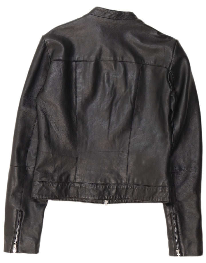 Vintage Damen Lederjacke UK 14 Mittelschwarzes Leder