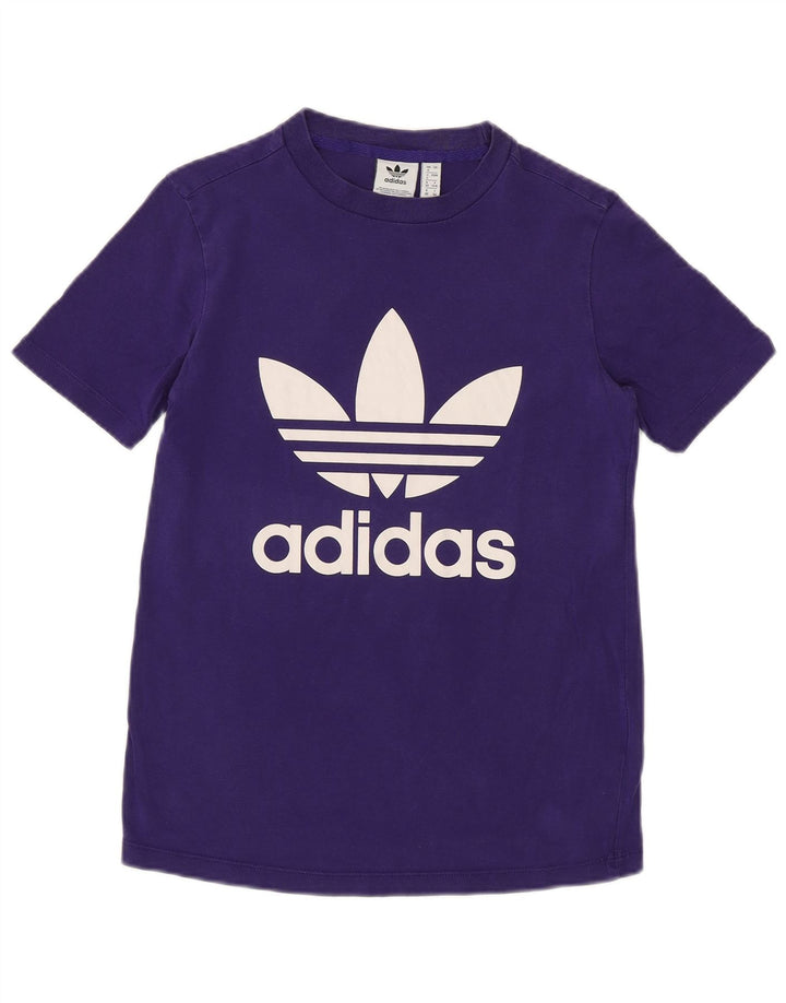 ADIDAS Damen Grafik T-Shirt Top UK 4 XS Lila Baumwolle